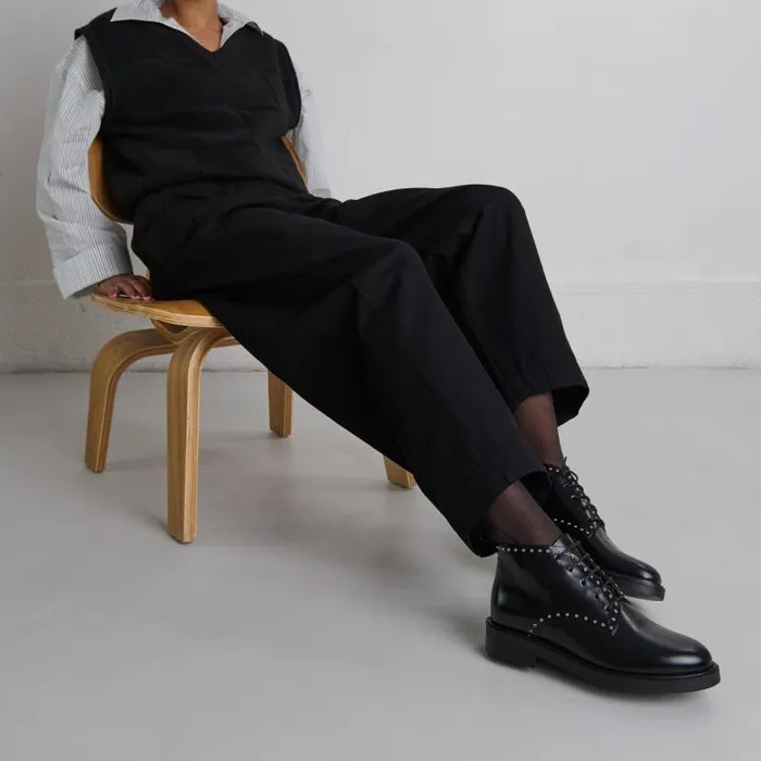 Women Boots With Laces Black JONAK Derbies Oxfords