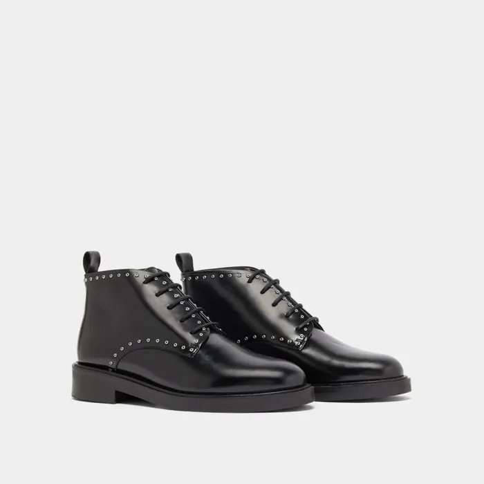 Women Boots With Laces Black JONAK Derbies Oxfords