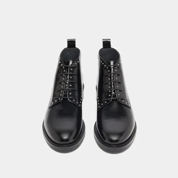Women Boots With Laces Black JONAK Derbies Oxfords