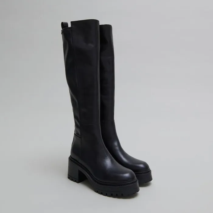 Women Boots With Notched Soles Black JONAK Boots Thighhigh Boots