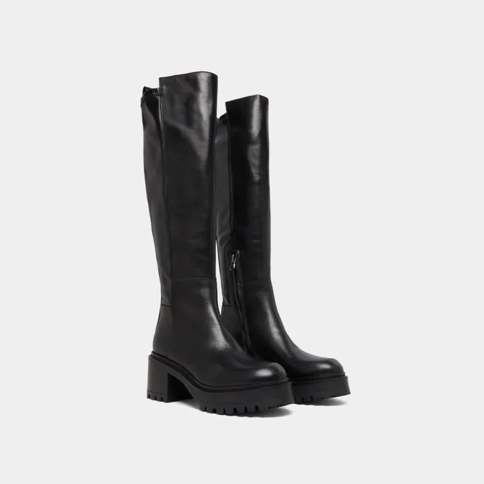 Women Boots With Notched Soles Black JONAK Boots Thighhigh Boots