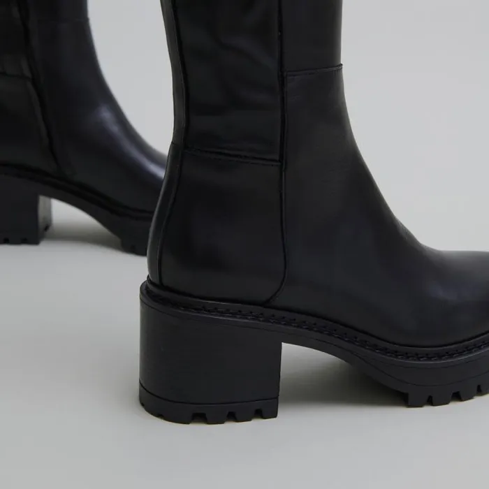 Women Boots With Notched Soles Black JONAK Boots Thighhigh Boots
