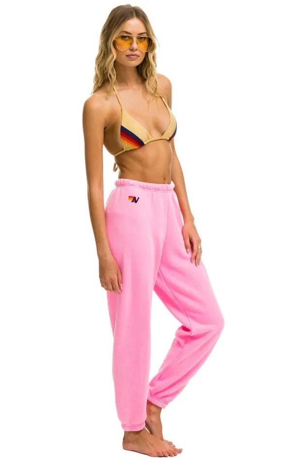 Women Bottoms Aviator Nation 5 STRIPE SWEATPANTS 8211 NEON PINK YELLOW PURPLE Women Bottoms Aviator Nation 5 STRIPE SWEATPANTS 8211 NEON PINK YELLOW PURPLE