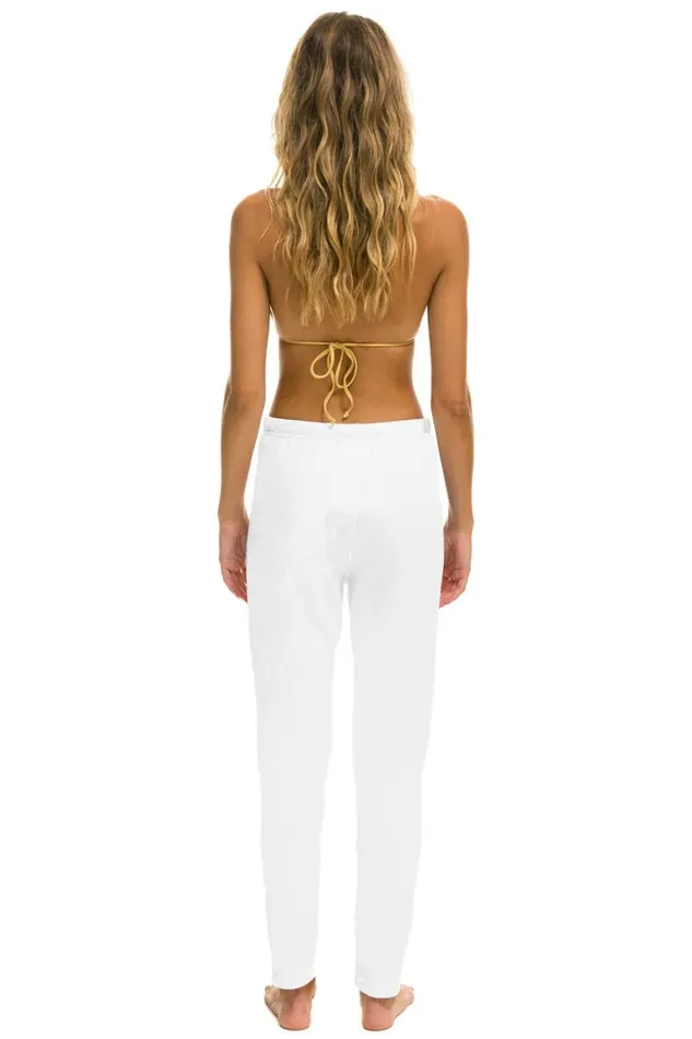 Women Bottoms Aviator Nation BOLT STITCH JOGGER SWEATPANTS 8211 WHITE NEON PINK