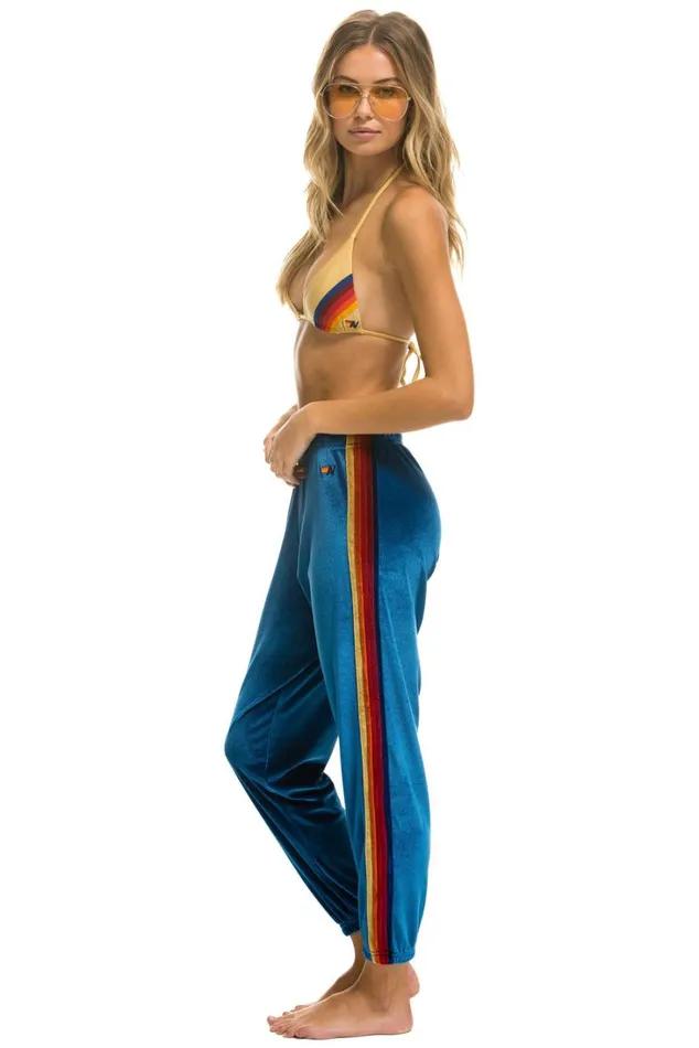 Women Bottoms Aviator Nation CLASSIC VELVET SWEATPANTS 8211 VINTAGE BLUE