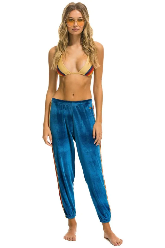 Women Bottoms Aviator Nation CLASSIC VELVET SWEATPANTS 8211 VINTAGE BLUE