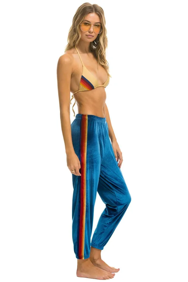 Women Bottoms Aviator Nation CLASSIC VELVET SWEATPANTS 8211 VINTAGE BLUE