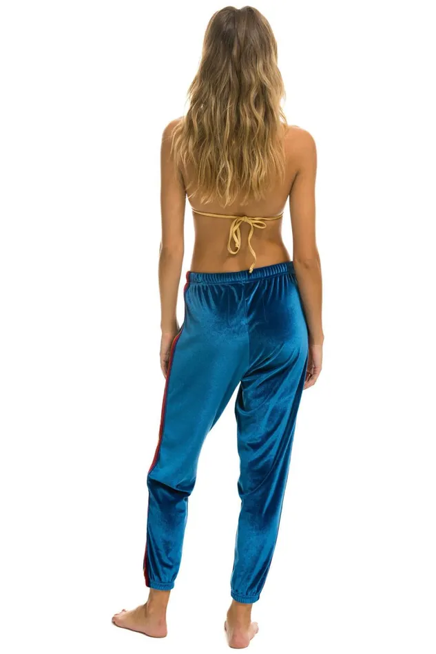 Women Bottoms Aviator Nation CLASSIC VELVET SWEATPANTS 8211 VINTAGE BLUE