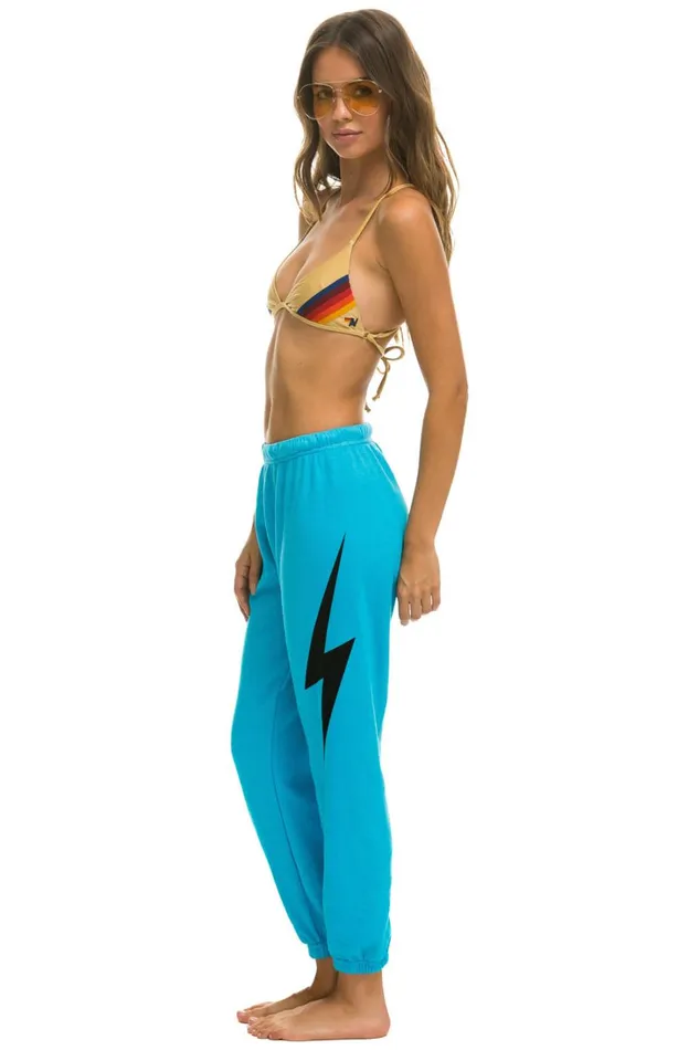 Women Bottoms Aviator Nation LIGHT WEIGHT BOLT SWEATPANTS 8211 NEON BLUE