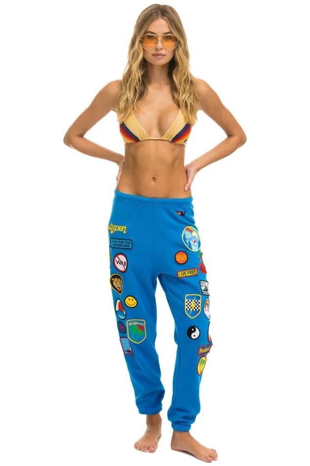 Women Bottoms Aviator Nation VINTAGE PATCH SWEATPANTS 8211 OCEAN