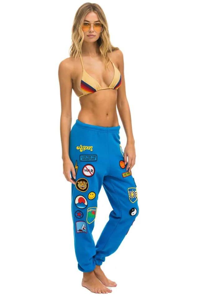 Women Bottoms Aviator Nation VINTAGE PATCH SWEATPANTS 8211 OCEAN