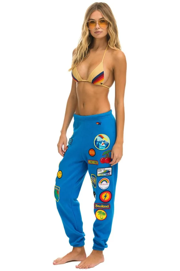 Women Bottoms Aviator Nation VINTAGE PATCH SWEATPANTS 8211 OCEAN