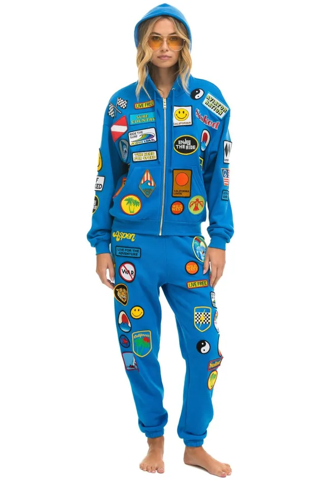 Women Bottoms Aviator Nation VINTAGE PATCH SWEATPANTS 8211 OCEAN