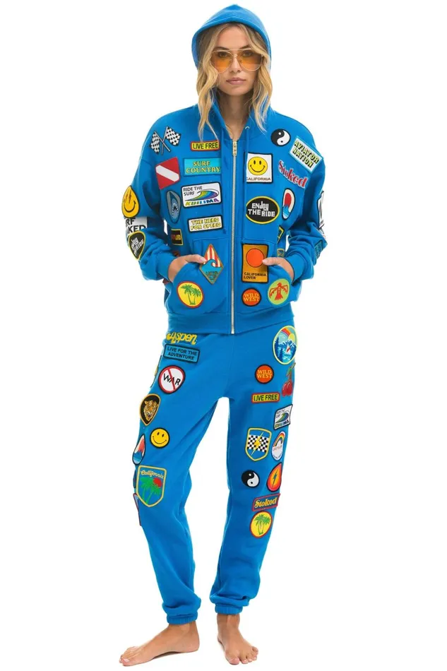 Women Bottoms Aviator Nation VINTAGE PATCH SWEATPANTS 8211 OCEAN