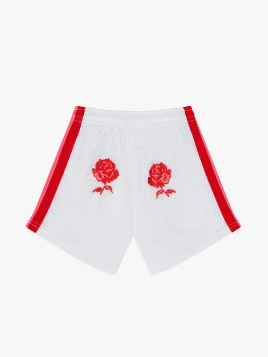 Women Bottoms Lisa Says Gah Bows and Rose Lacrosse Shorts White Red
