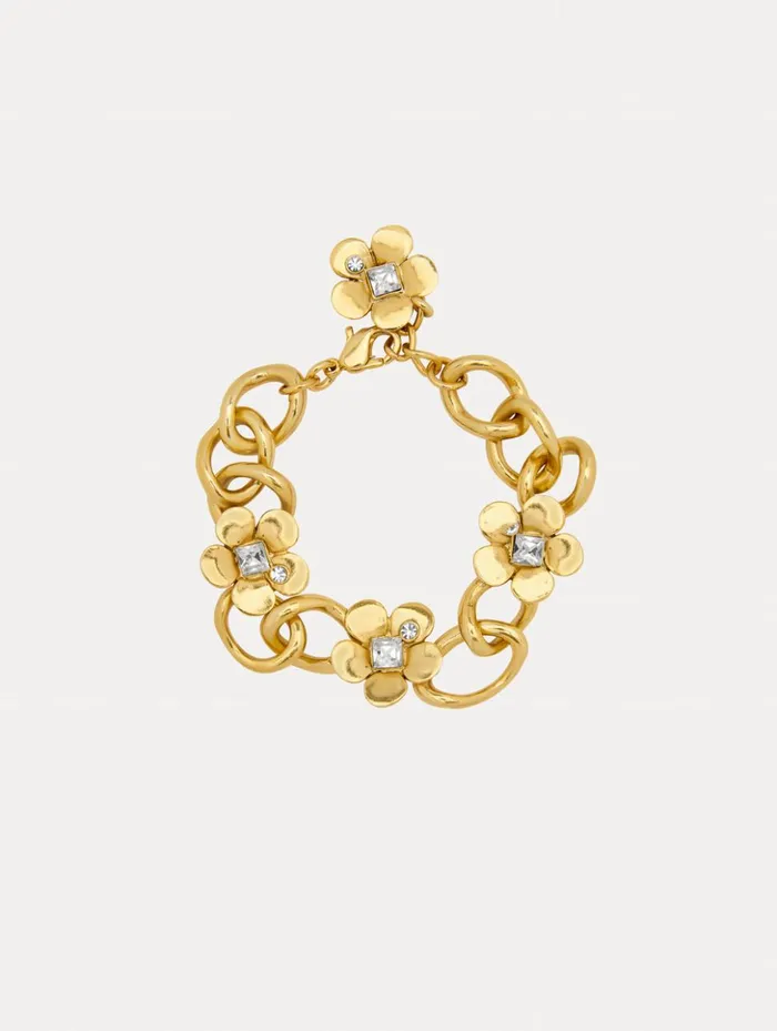 Women Bracelets Oscar De La Renta O ChainLink Flower Bracelet Gold