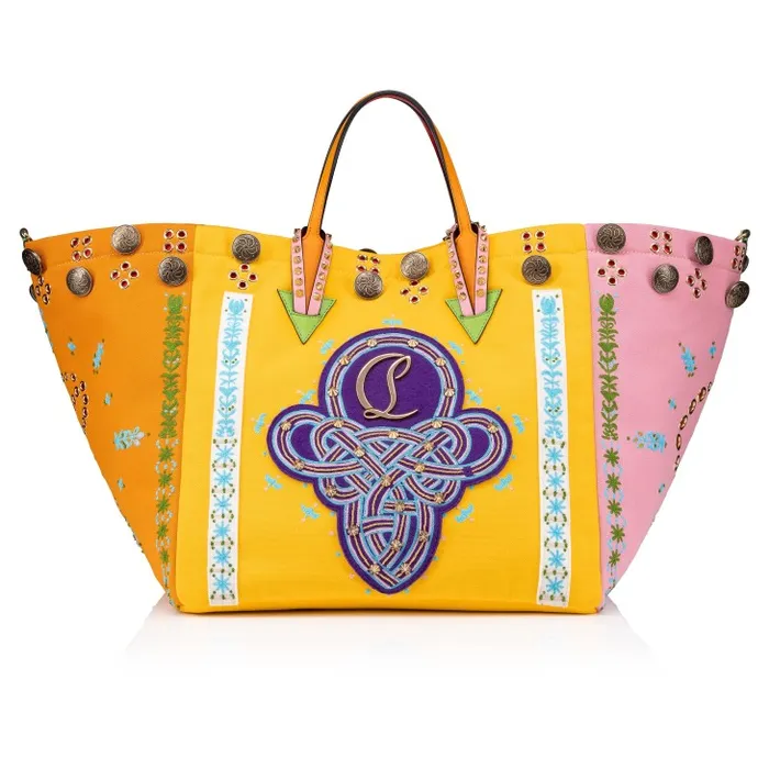 Women Breizcaba Large Tote Bag 8211 Fabric Calf Leather And Pontivity Embroidery 8211 Multicolor Christian Louboutin Totes