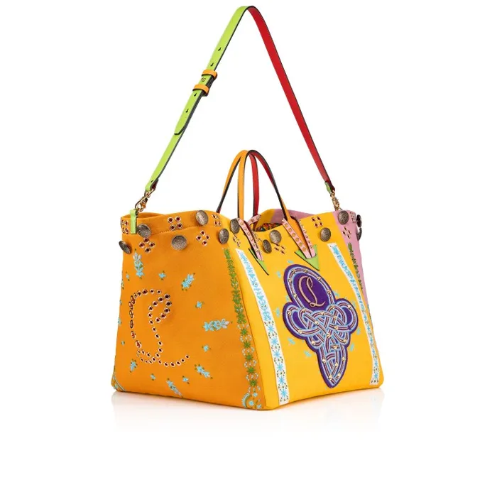 Women Breizcaba Large Tote Bag 8211 Fabric Calf Leather And Pontivity Embroidery 8211 Multicolor Christian Louboutin Totes