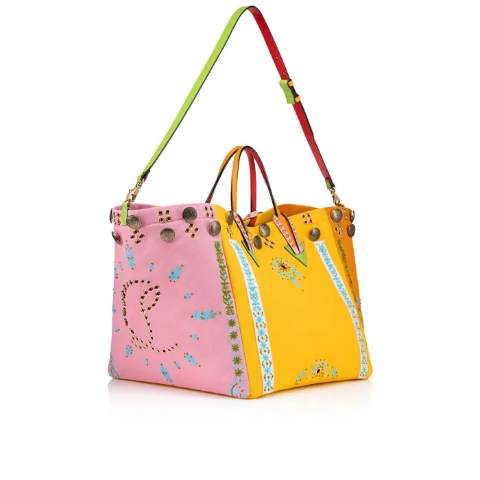 Women Breizcaba Large Tote Bag 8211 Fabric Calf Leather And Pontivity Embroidery 8211 Multicolor Christian Louboutin Totes