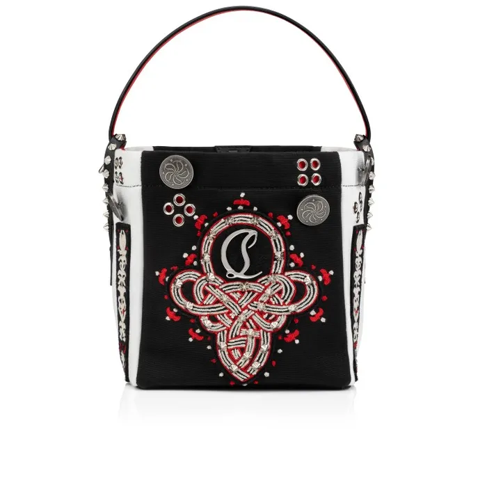 Women Breizcaba Mini Tote Bag 8211 Fabric Calf Leather And Pontivity Embroidery 8211 Black Christian Louboutin Mini Bags