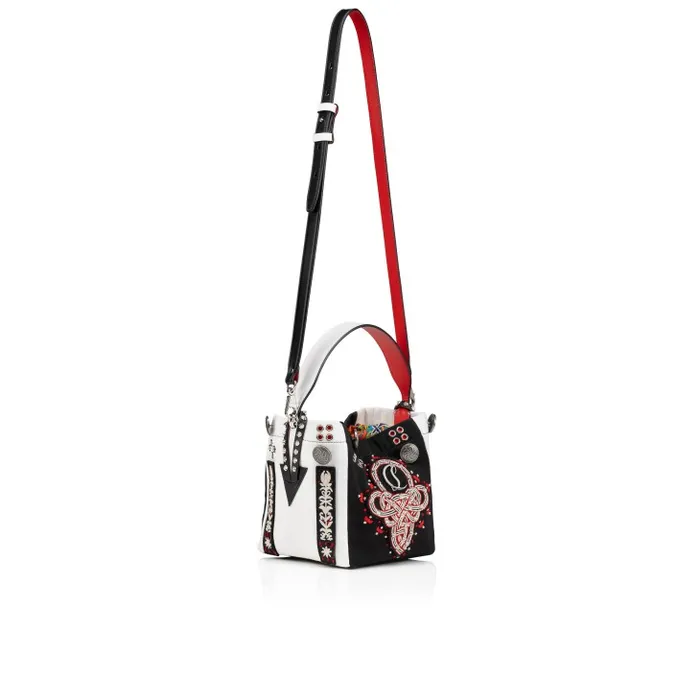 Women Breizcaba Mini Tote Bag 8211 Fabric Calf Leather And Pontivity Embroidery 8211 Black Christian Louboutin Mini Bags