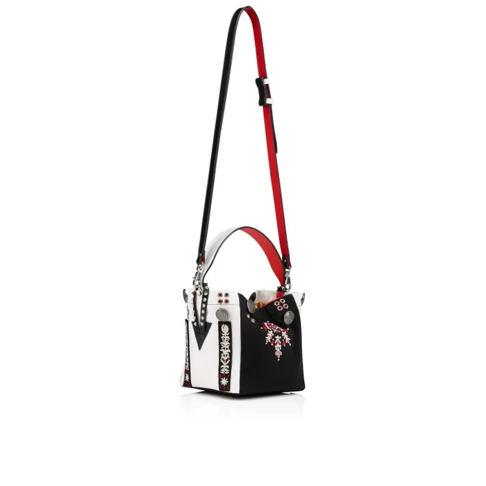 Women Breizcaba Mini Tote Bag 8211 Fabric Calf Leather And Pontivity Embroidery 8211 Black Christian Louboutin Mini Bags