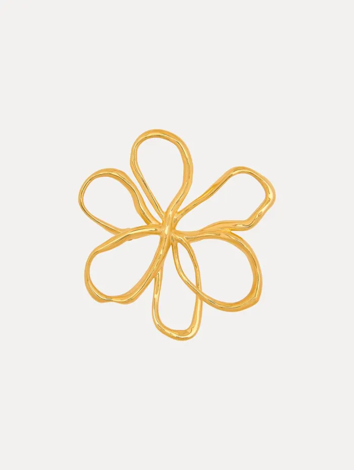 Women Brooches and Hair Accessories Oscar De La Renta Threaded Flower Brooch Gold