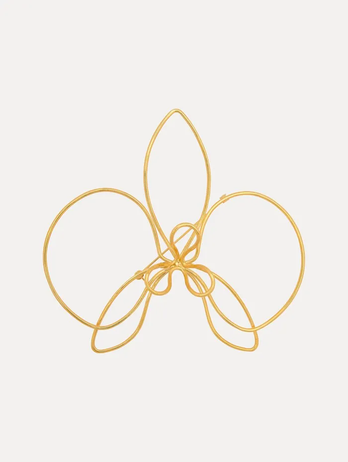 Women Brooches and Hair Accessories Oscar De La Renta Threaded Orchid Brooch Gold