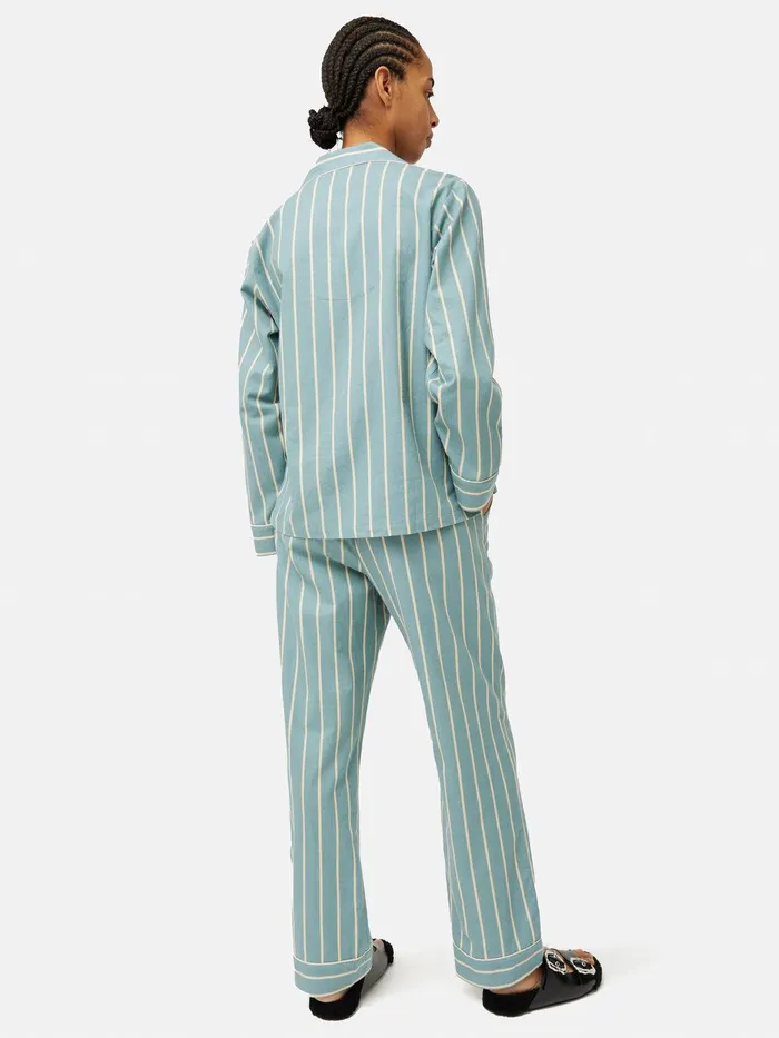 Women Brushed Twill Stripe Pyjamas Blue Jigsaw Pyjamas and Loungewear