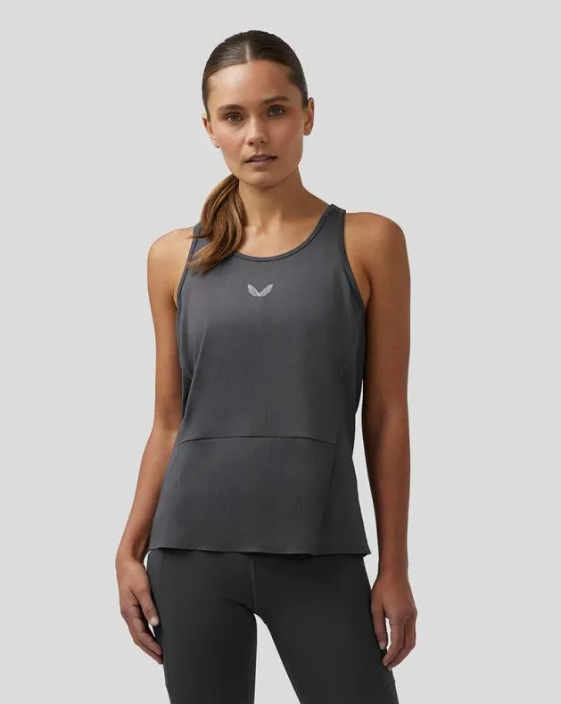Women Castore Tops WoApex Lightweight Panelled Tank Top 8211 Gunmetal