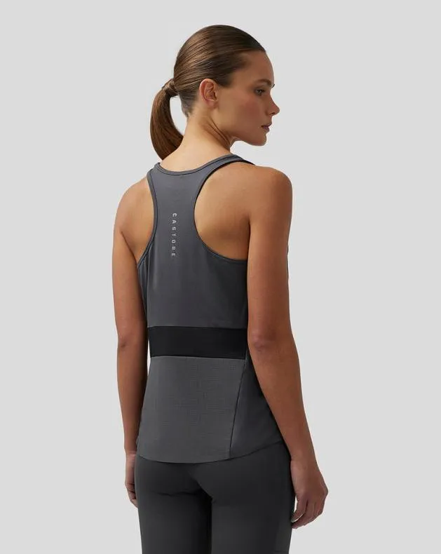 Women Castore Tops WoApex Lightweight Panelled Tank Top 8211 Gunmetal