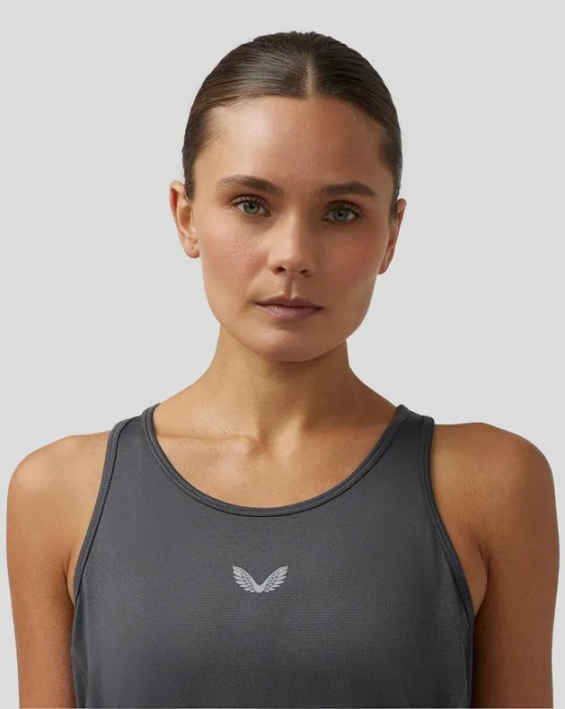 Women Castore Tops WoApex Lightweight Panelled Tank Top 8211 Gunmetal