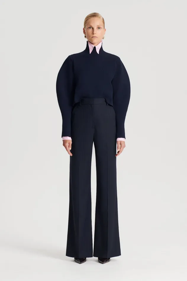 Women CHALK STRIPE TAILORED TROUSER NAVY Trousers Scanlan Theodore