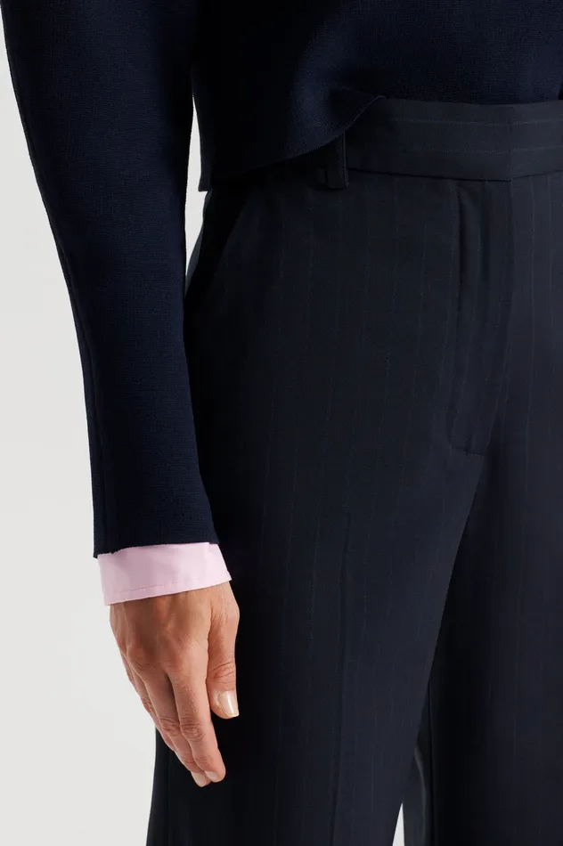 Women CHALK STRIPE TAILORED TROUSER NAVY Trousers Scanlan Theodore Women CHALK STRIPE TAILORED TROUSER NAVY Trousers Scanlan Theodore