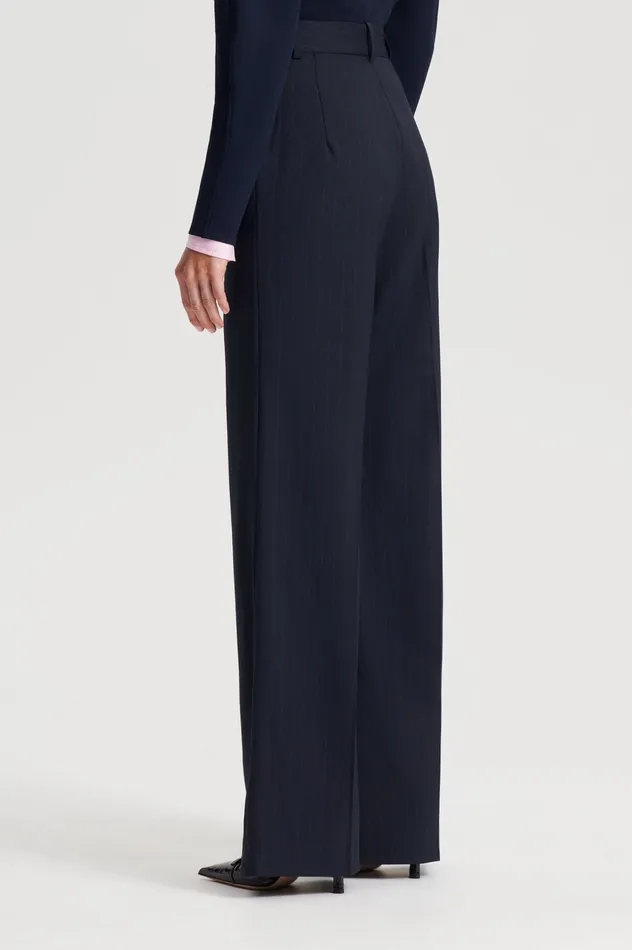 Women CHALK STRIPE TAILORED TROUSER NAVY Trousers Scanlan Theodore Women CHALK STRIPE TAILORED TROUSER NAVY Trousers Scanlan Theodore