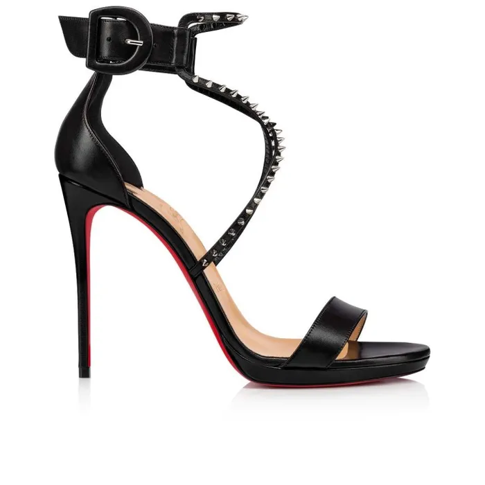 Women Choca Lux 120 Mm Platform Sandals 8211 Leather 8211 Black Christian Louboutin Sandals and Slides