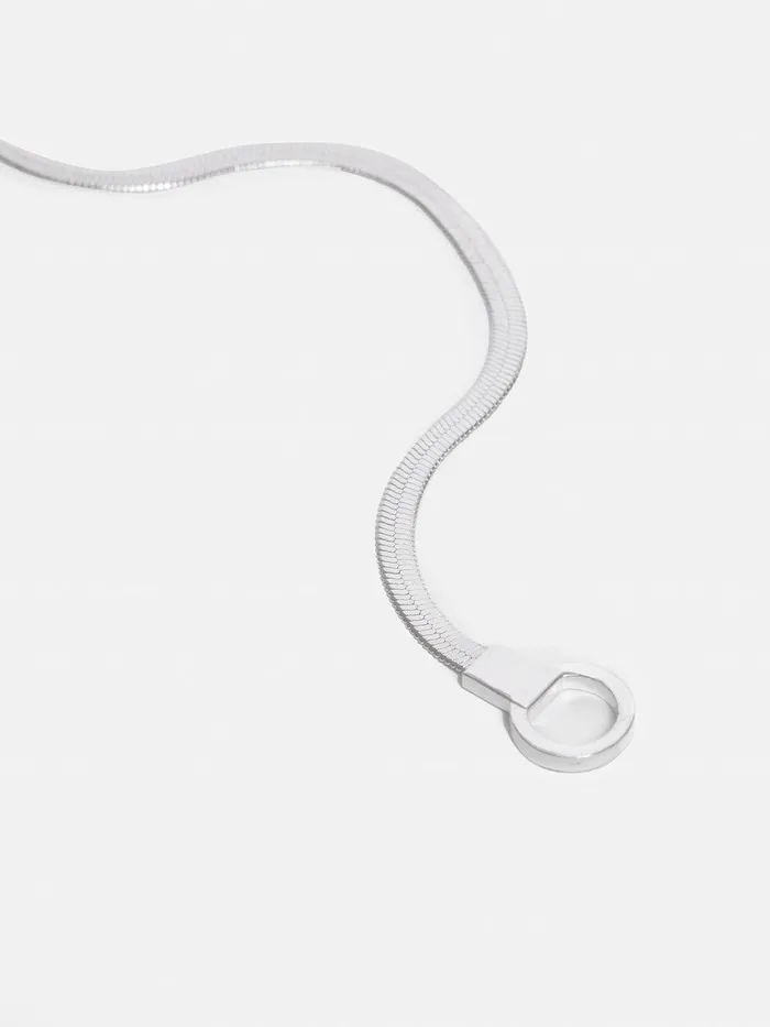 Women Chunky Snake Chain Necklace Silver Jigsaw Party