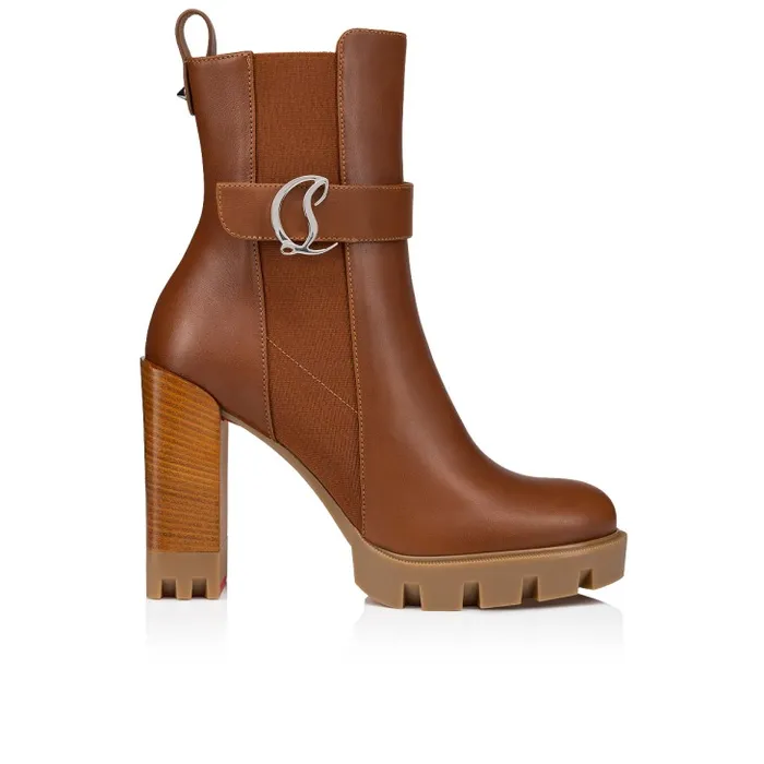 Women CL Chelsea Lug 100 Mm Low Boots 8211 Calf Leather 8211 Cuoio Christian Louboutin Boots