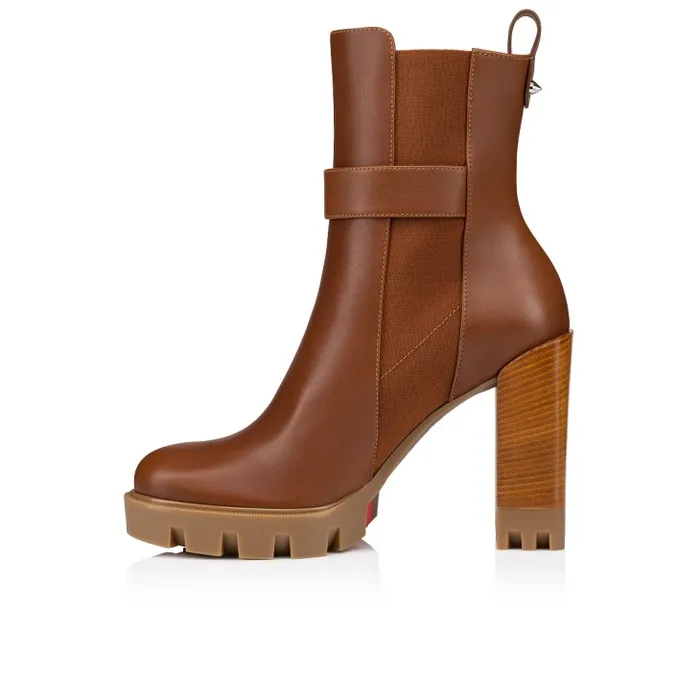 Women CL Chelsea Lug 100 Mm Low Boots 8211 Calf Leather 8211 Cuoio Christian Louboutin Boots