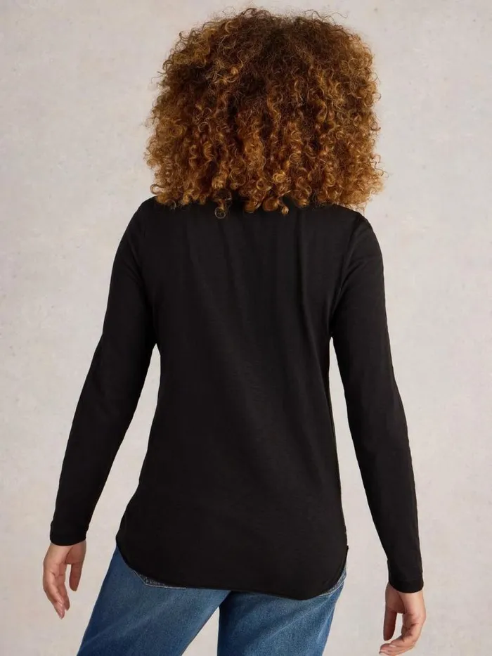Women CLARA CREW NECK TEE Pure Black White Stuff Shirts and Blouses Women CLARA CREW NECK TEE Pure Black White Stuff Shirts and Blouses