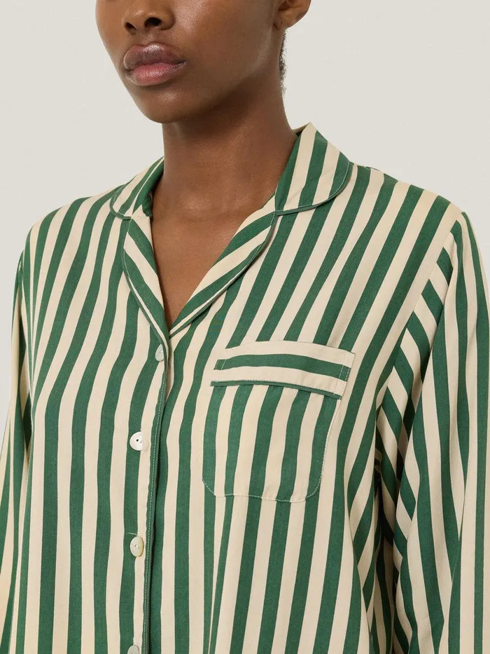Women Classic Stripe Pyjama Green Jigsaw Pyjamas and Loungewear