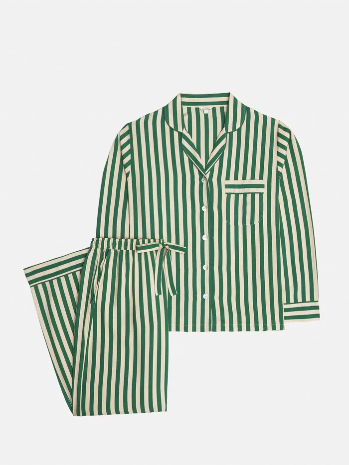 Women Classic Stripe Pyjama Green Jigsaw Pyjamas and Loungewear