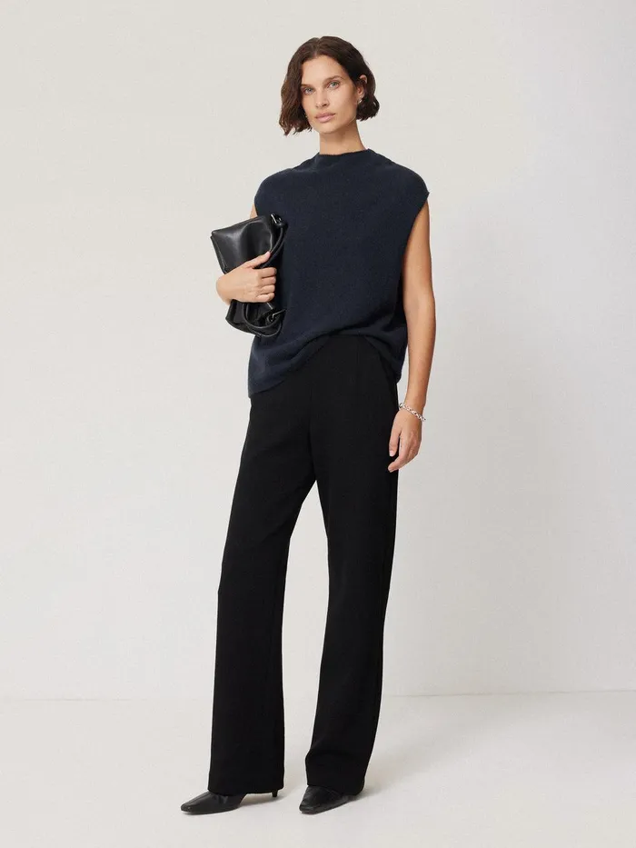 Women Cloud Cashmere Cap Sleeve Top Navy Jigsaw Knitwear and Cashmere
