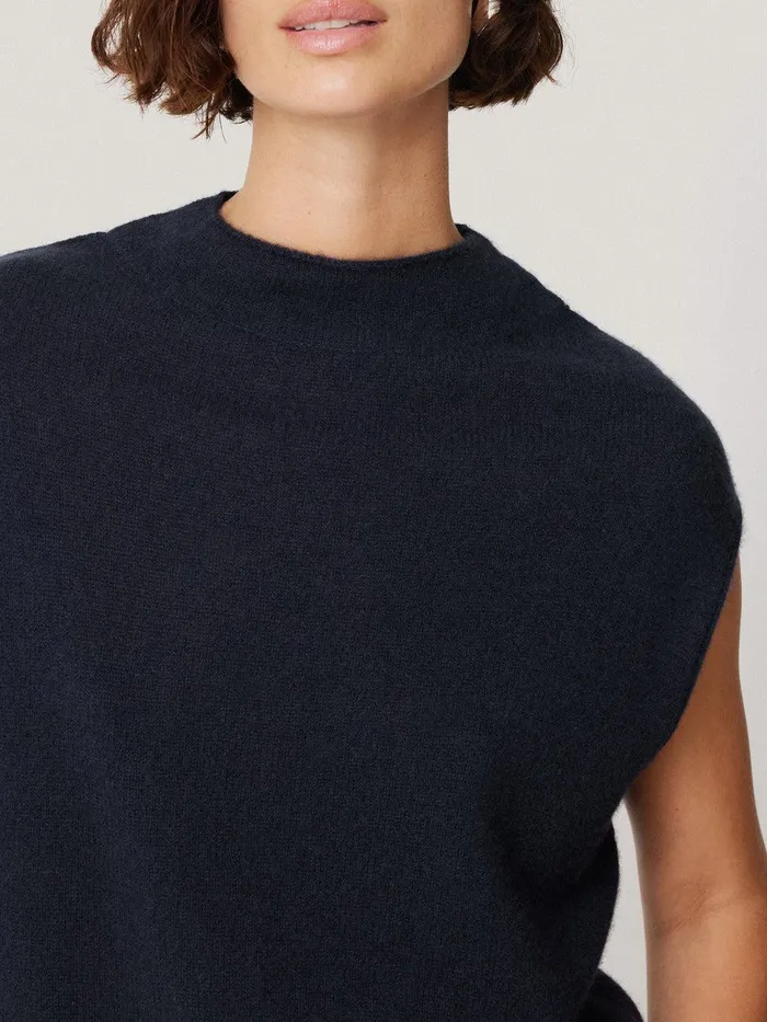 Women Cloud Cashmere Cap Sleeve Top Navy Jigsaw Knitwear and Cashmere