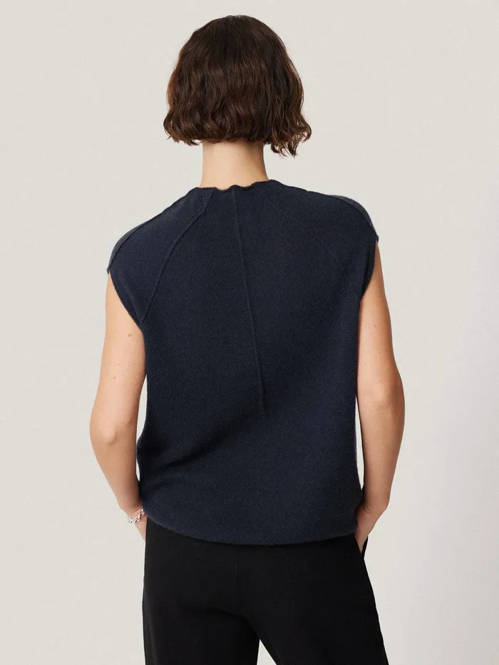 Women Cloud Cashmere Cap Sleeve Top Navy Jigsaw Knitwear and Cashmere