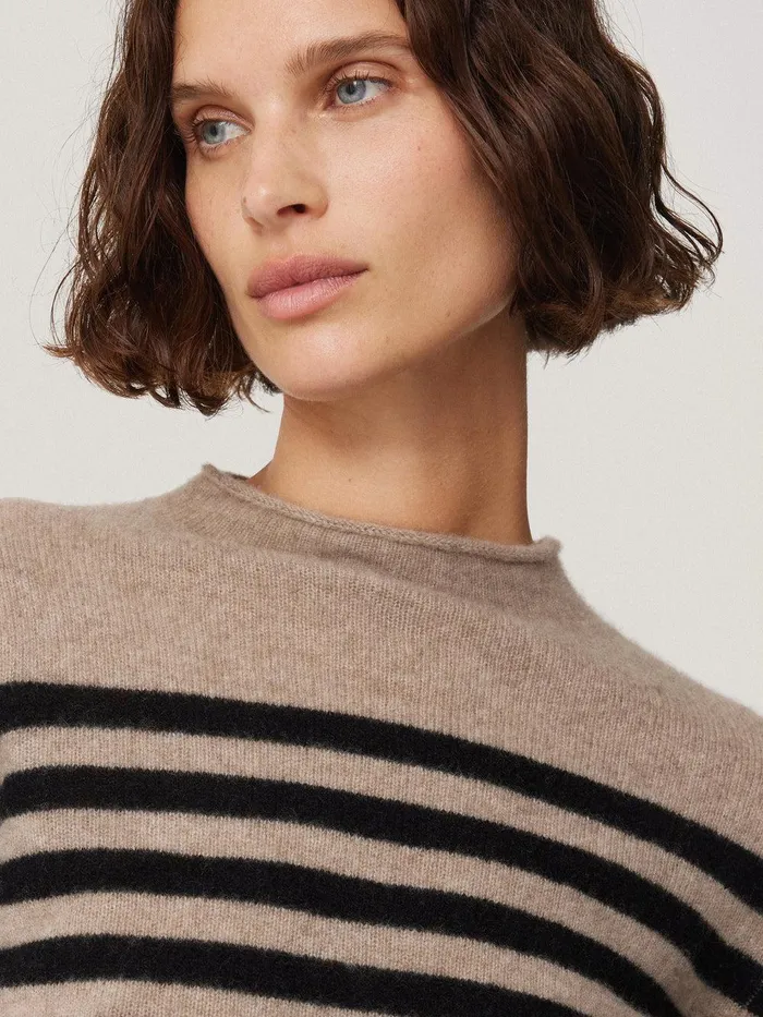 Women Cloud Cashmere Eldon Stripe Neutral Jigsaw Knitwear and Cashmere