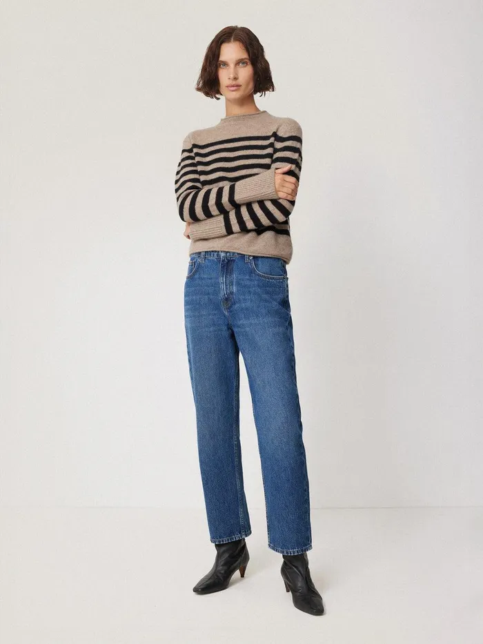 Women Cloud Cashmere Eldon Stripe Neutral Jigsaw Knitwear and Cashmere