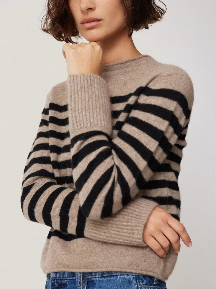Women Cloud Cashmere Eldon Stripe Neutral Jigsaw Knitwear and Cashmere
