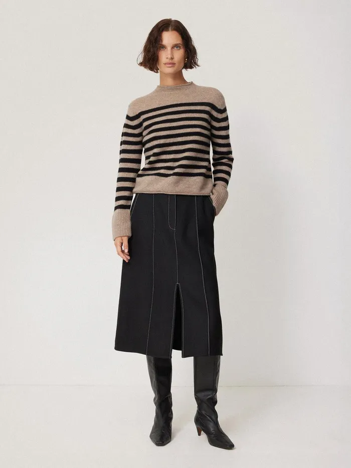 Women Cloud Cashmere Eldon Stripe Neutral Jigsaw Knitwear and Cashmere