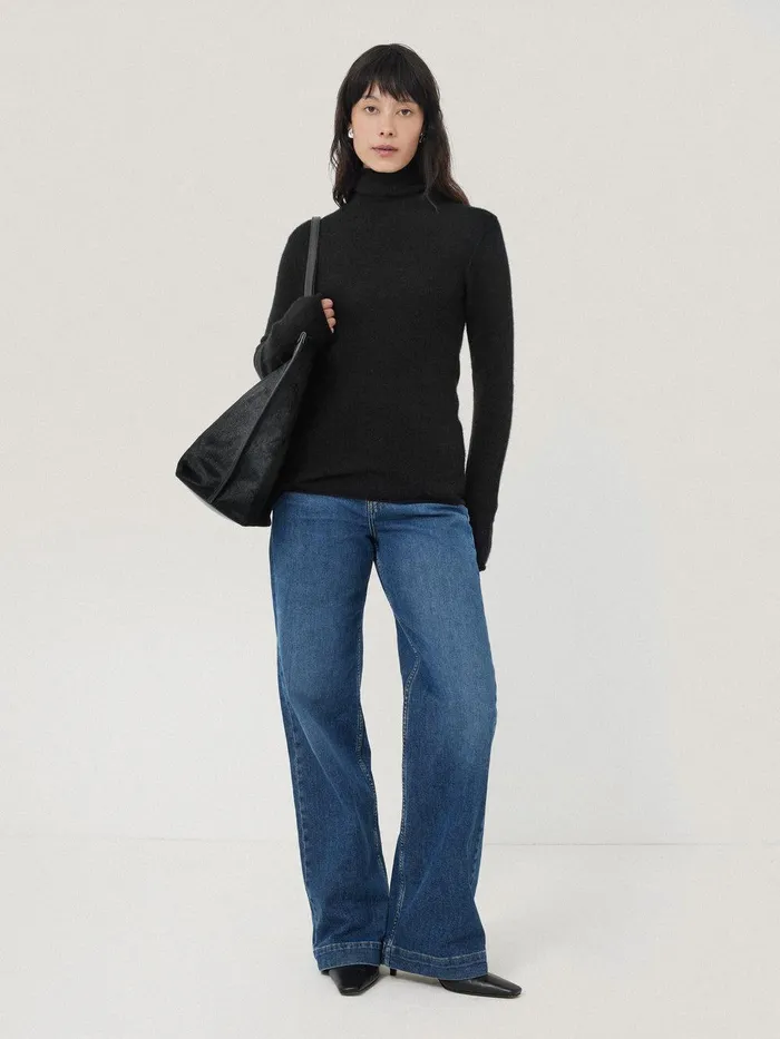 Women Cloud Cashmere Polo Jumper Black Jigsaw Knitwear and Cashmere